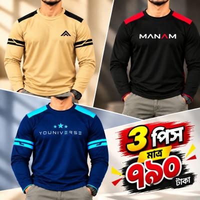 Men's Full Sleeve T-Shirt 3pis combo offer